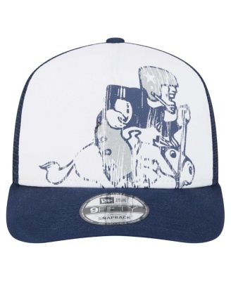 Men's White/Navy Dallas Cowboys Distressed 9FIFTY A-Frame Snapback Hat