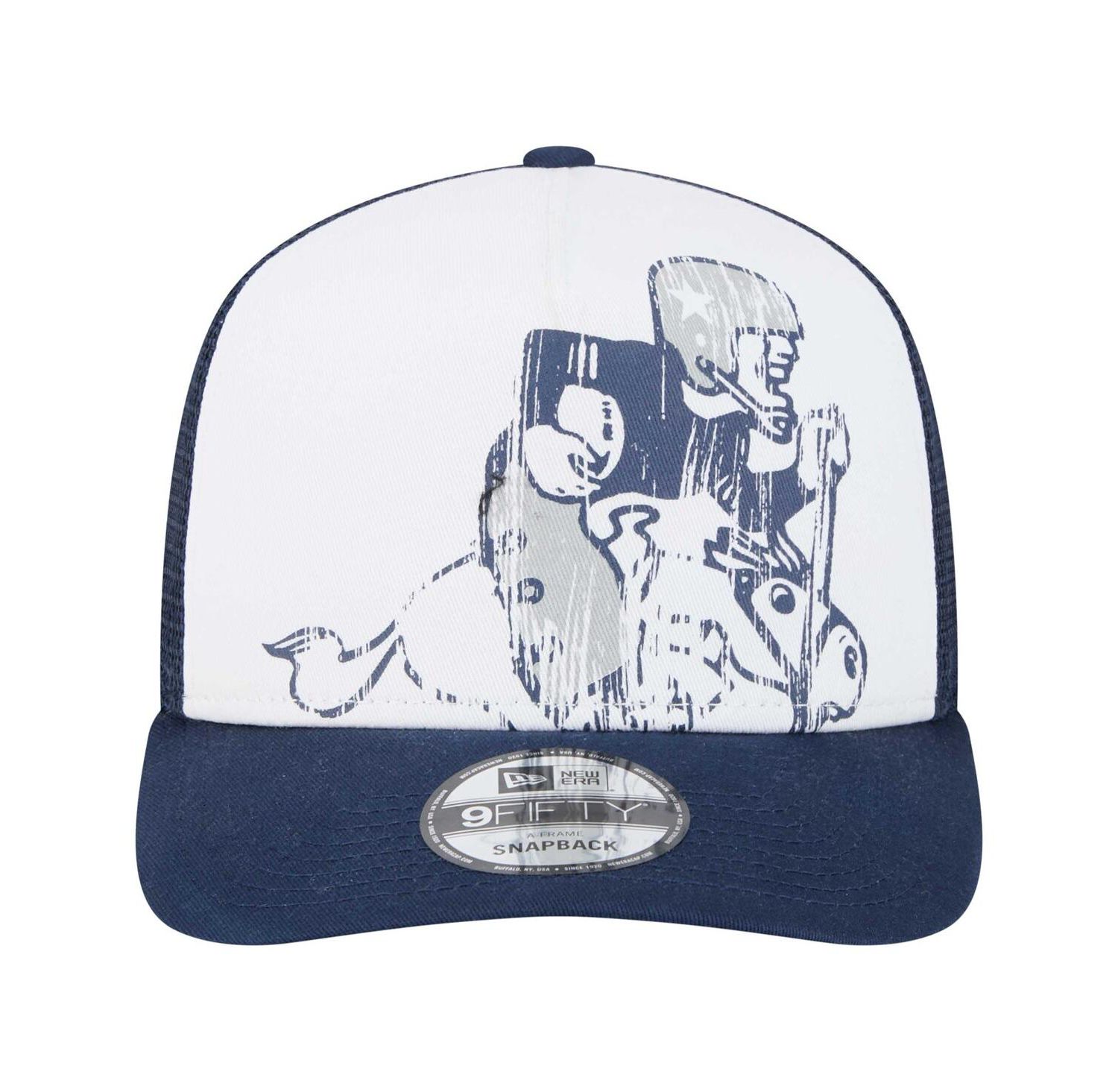 Men's White/Navy Dallas Cowboys Distressed 9FIFTY A-Frame Snapback Hat