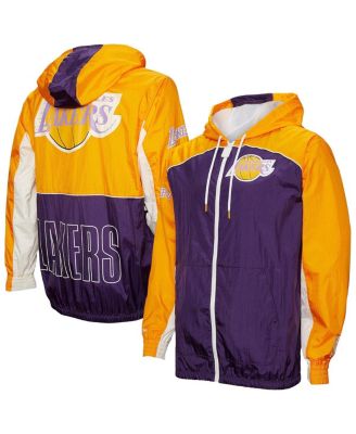 Mitchell & Ness - Men's Purple Los Angeles Lakers Hardwood Classics Big Shot Premium Full-Zip Windbreaker Jacket