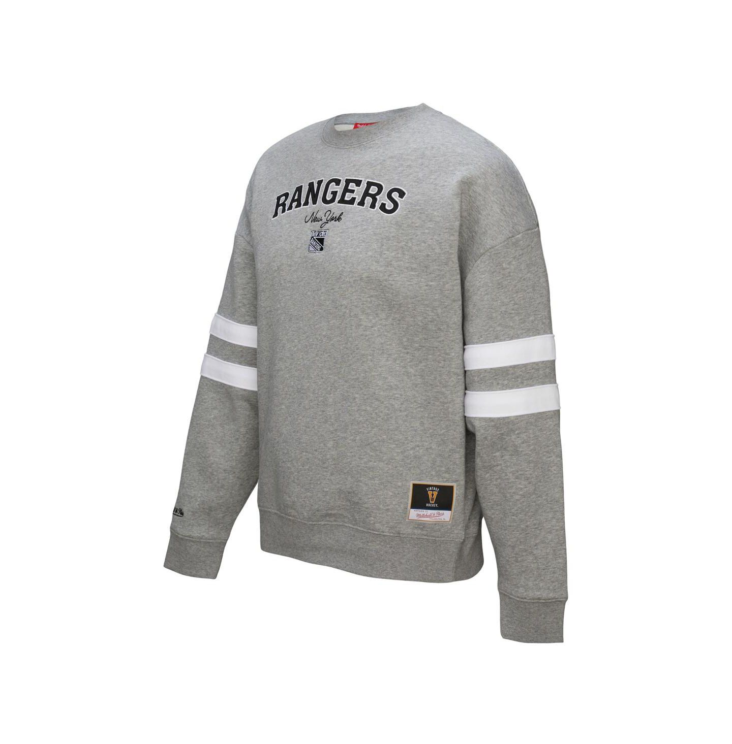 Женская толстовка Mitchell & Ness Heather Gray New York Rangers Logo Lightweight Pullover — фото 2