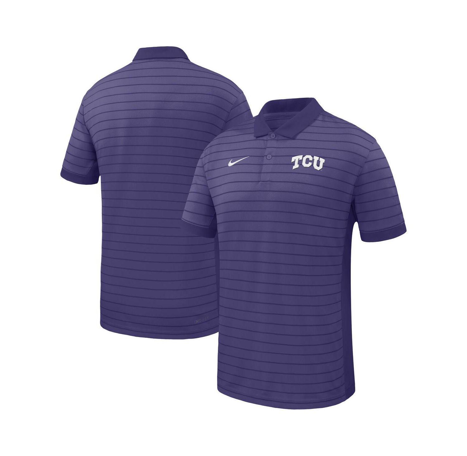 Men's Purple TCU Horned Frogs 2025 Early Season Coaches Sideline Victory Stripe Performance Polo Shirt