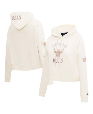 Pro Standard - Women's Cream Chicago Bulls 2024/25 City Edition Chenille Applique Cropped Pullover Hoodie