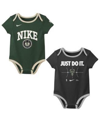 Nike - Newborn 2-Pack Hunter Green/Black&nbsp;Milwaukee Bucks Just Do It Bodysuit Set