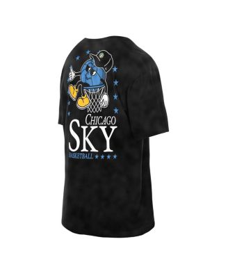 Men's Black Chicago Sky Old School Sport Enzyme Wash Oversized T-Shirt