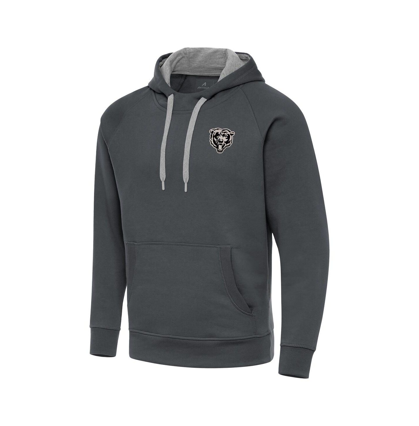 Мужское худи Antigua Charcoal Chicago Bears Brushed Carbon Victory Pullover — фото 2