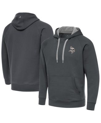 Antigua - Men's Charcoal Minnesota Vikings Brushed Carbon Victory Pullover Hoodie