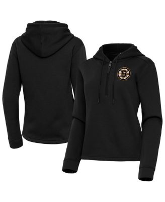 Antigua - Women's Black Boston Bruins Contemporary Quarter-Zip Hoodie