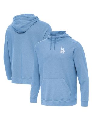 Antigua - Men's Heather Powder Blue Los Angeles Dodgers Cloud Pullover Hoodie