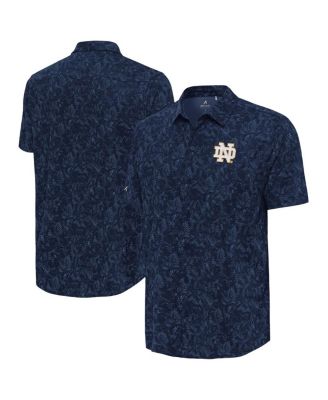 Antigua - Men's Navy Notre Dame Fighting Irish Lush Button-Up Shirt