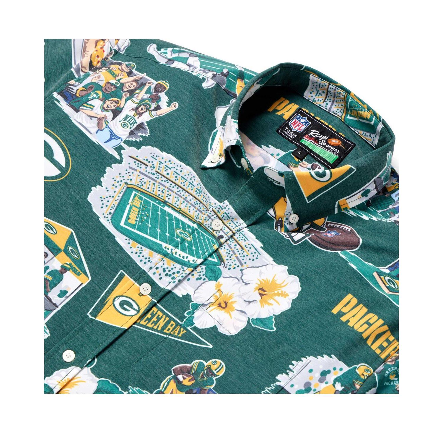 Men's Green Green Bay Packers Scenic Button-Down Shirt