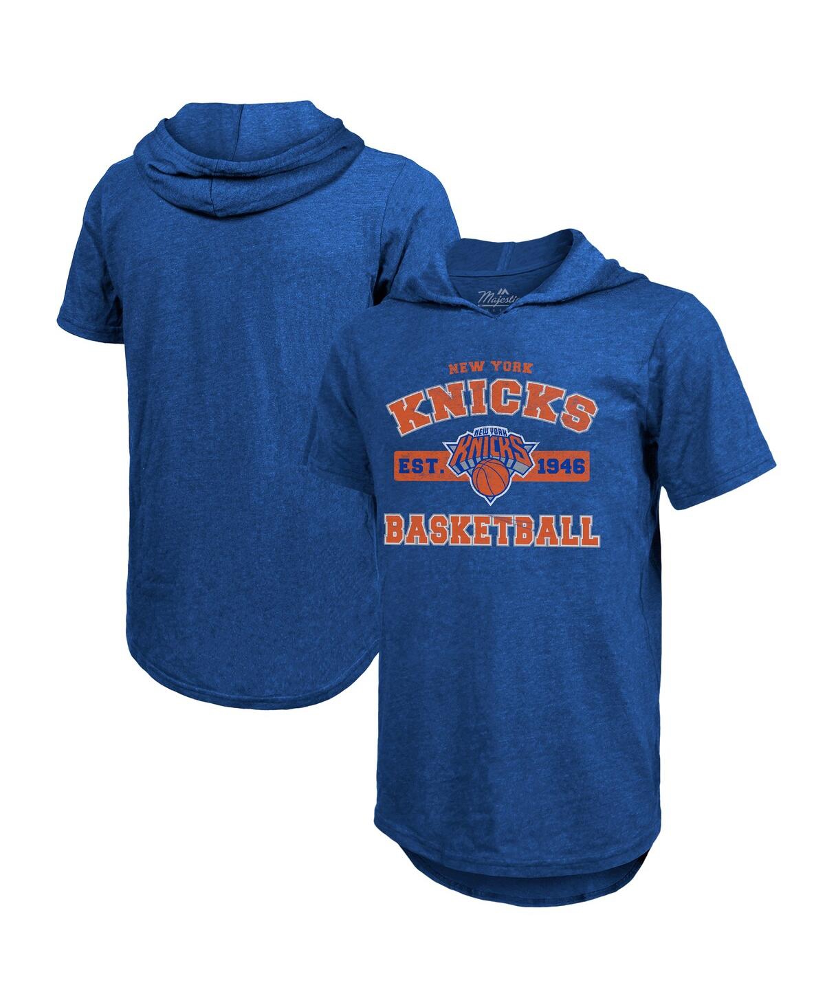 Men's Royal New York Knicks Tri-Blend Hoodie T-Shirt - Royal