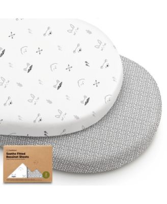 Bassinet Sheet for Baby Girls, Boys, 2-Pack Soothe Bassinet Fitted Sheets, Bedside Bassinet Mattress Sheet