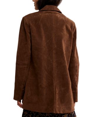 Women's Faux-Suede Button-Front Blazer
