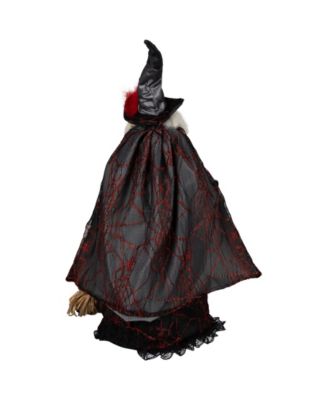 18" Victorian Style Witch with Broom Halloween Figure
