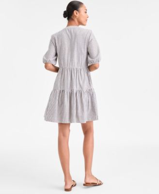 Women's Shine Striped V-Neck Tiered Dress