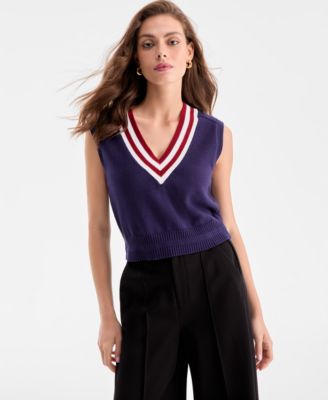 Bar III - Women's Sleeveless V-Neck Sweater Vest