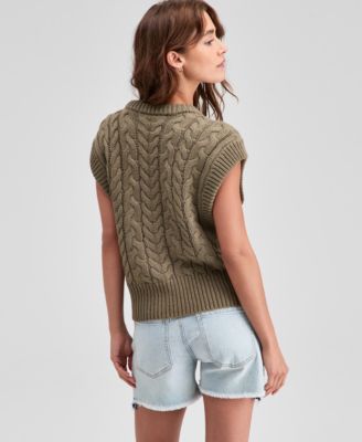Women's Extended-Shoulder Cable-Knit Sweater Vest, Macy's Exclusive