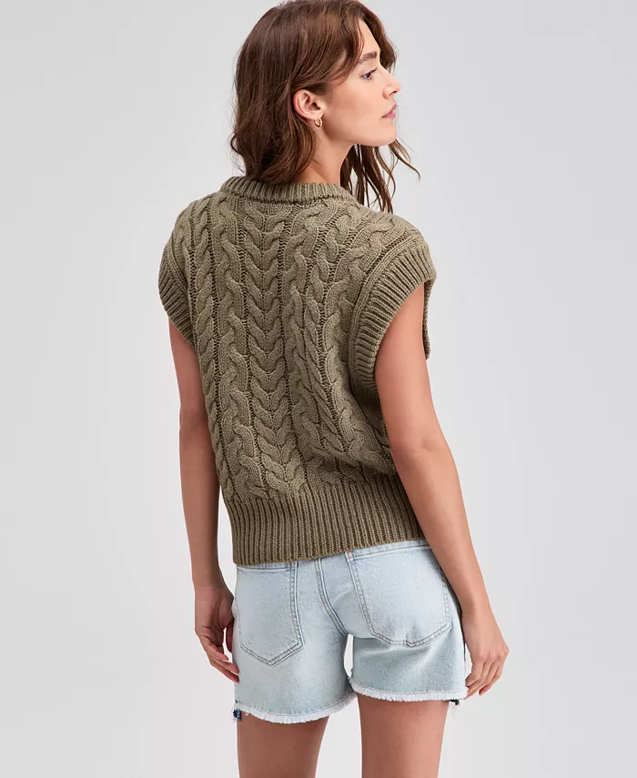 Women's Extended-Shoulder Cable-Knit Sweater Vest - thumbnail 6
