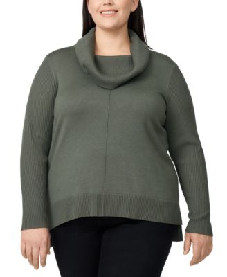 Plus Size Cowlneck High-Low Sweater