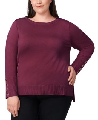 Plus Size Button-Cuff Boat-Beck Sweater