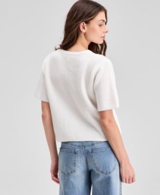 Women's Short-Sleeve Tie-Front Cardigan, Exclusively at Macy's