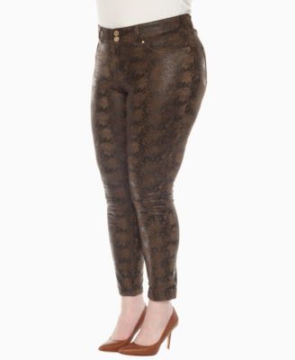 Plus Size Faux Suede Snake Print Pants