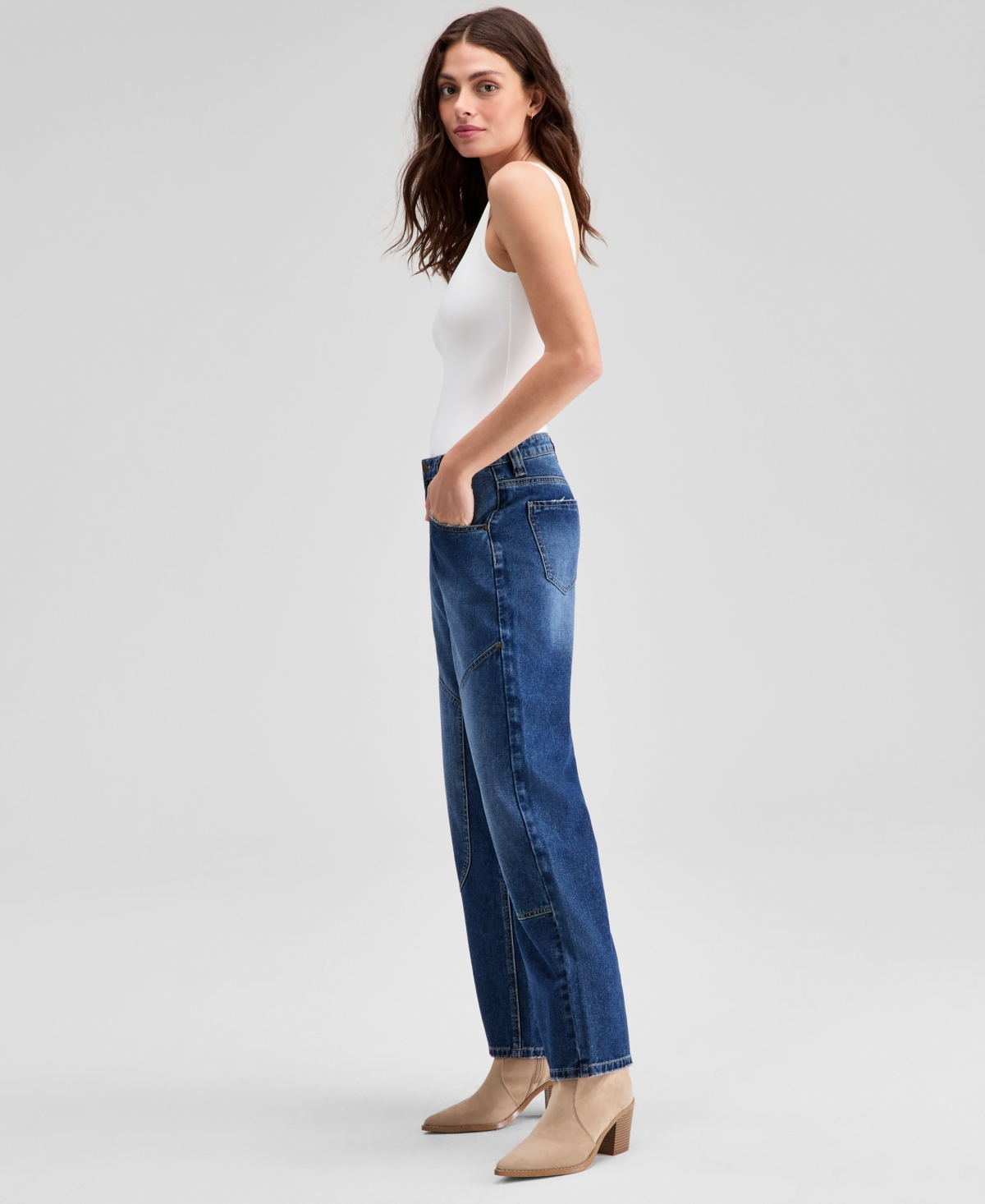 And Now This Women's Seamed Straight-leg Jeans, Exclusively At Macy's In Blue