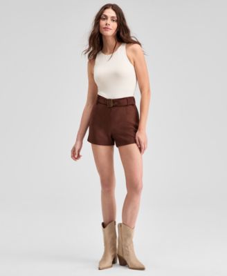 Women's Faux-Suede Belted Shorts, Macy's Exclusive