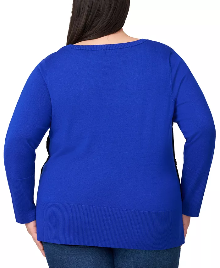 Plus Size Side-Button Tunic Sweater - thumbnail 2
