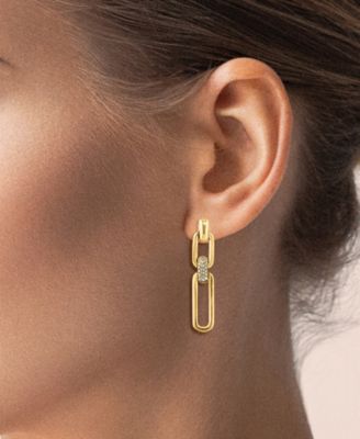 Diamond Link Drop Earrings (1/10 ct. t.w.) in 14k Yellow Gold