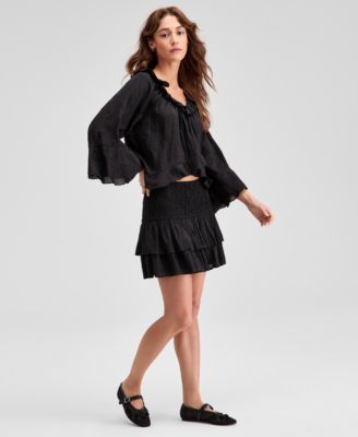 Women's Smock-Waist Tiered Skirt, Exclusively at Macy's