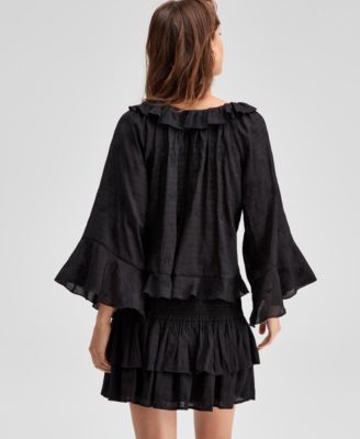 Women's Ruffle-Trim Cropped Blouse, Exclusively at Macy's