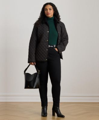 Plus Size Faux-Sherpa-Collar Quilted Coat