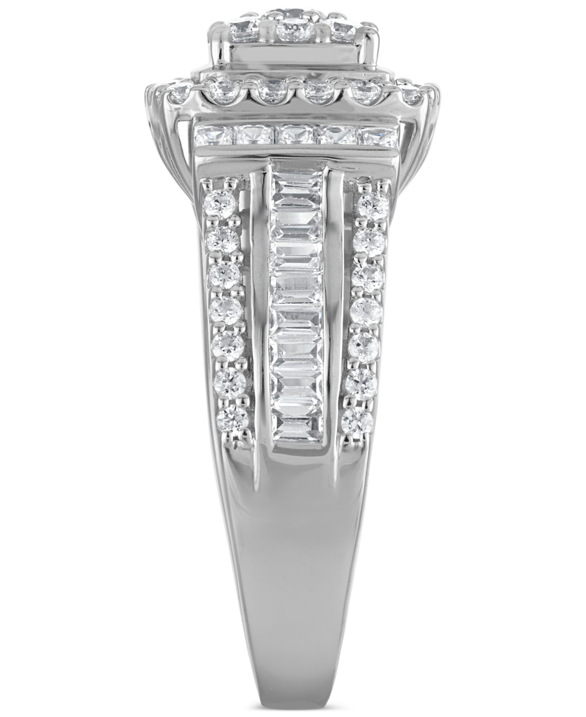 Macy's Diamond Square Shaped Halo Cluster Engagement Ring (1-1/2 Ct. T.w.) In 14k White Gold In Gold