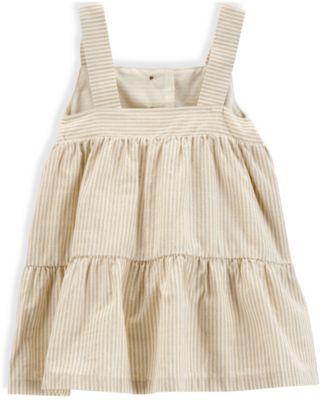 Baby Girls Striped Cotton Dress & Headwrap, 2 Piece Set