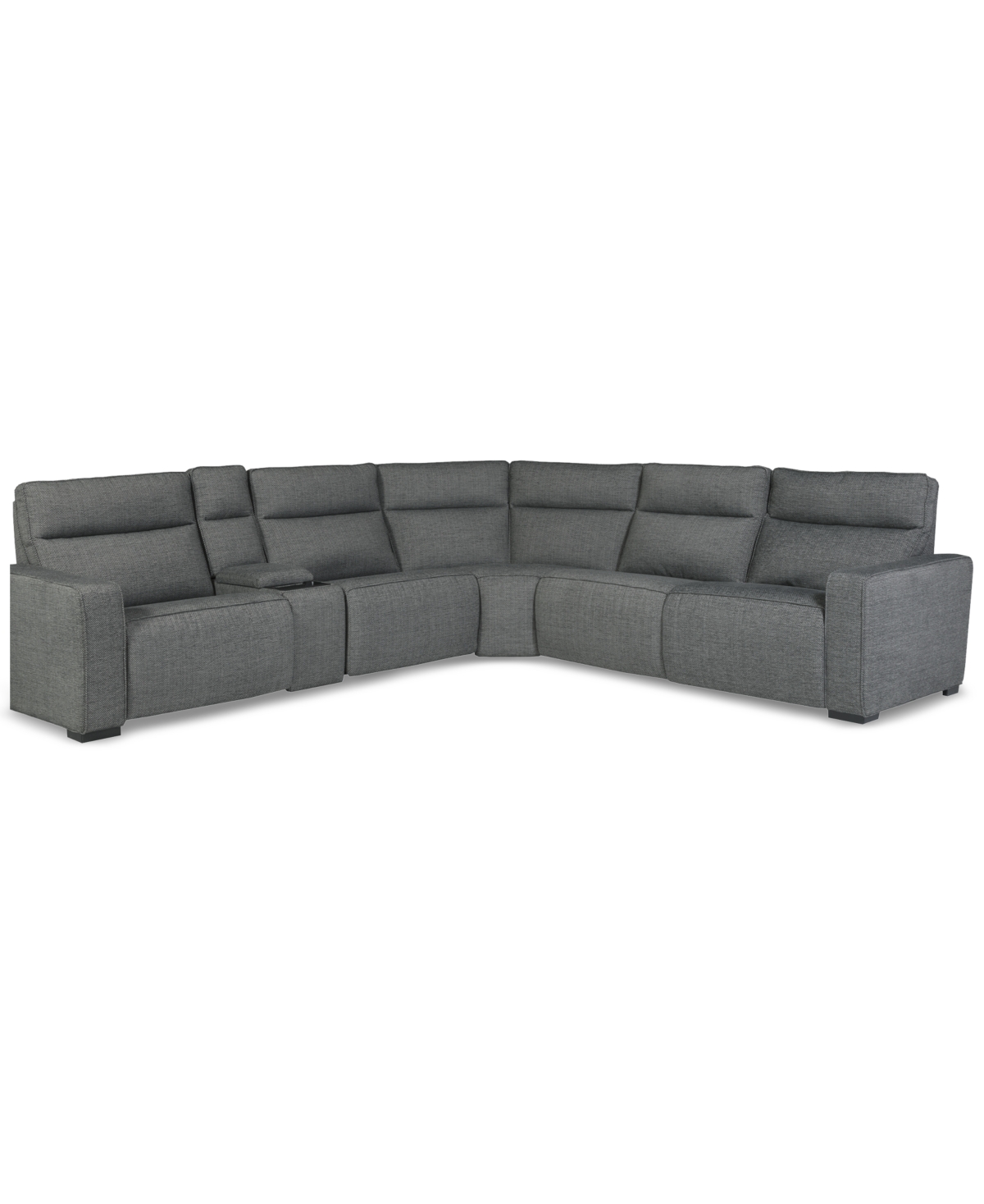 Macy's Miren 6-pc. Fabric Sectional With 2 Power Headrest Recliners With Console, Exclusively At  In Gray