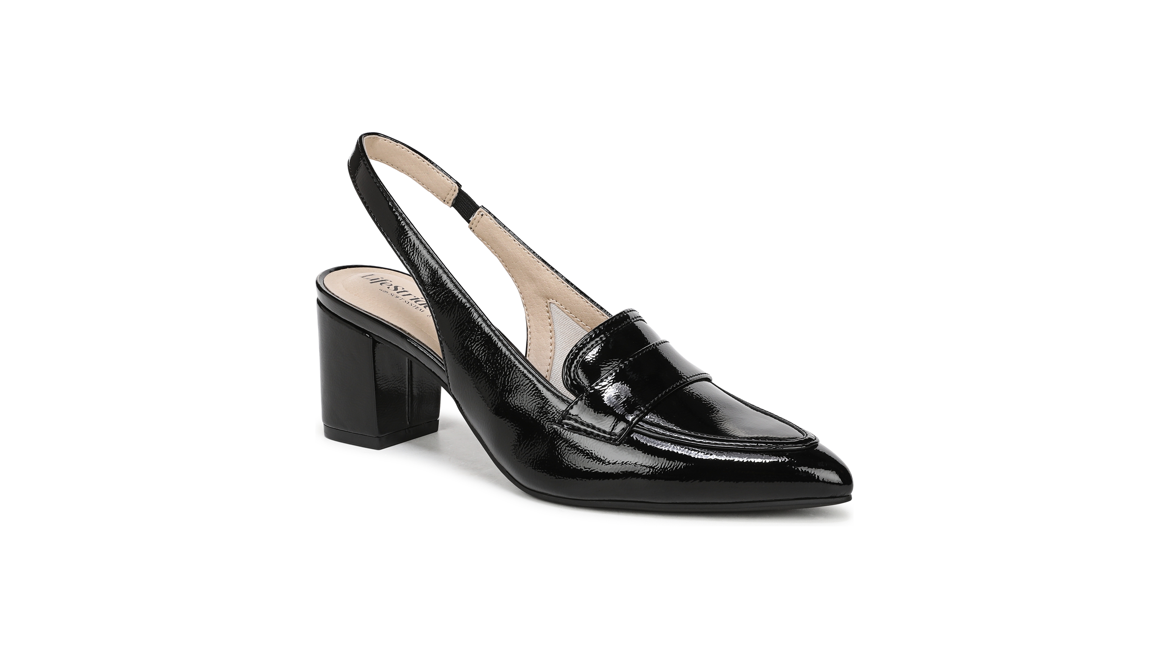 LifeStride Women's Angel Pointed Toe Block Heel Slingback Pumps
