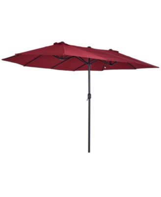Outsunny Extra Large 15ft Patio Umbrella, Double-Sided Outdoor Umbrella with Crank Handle and Air Vents for Backyard, Deck, Pool, Market, Wine Red