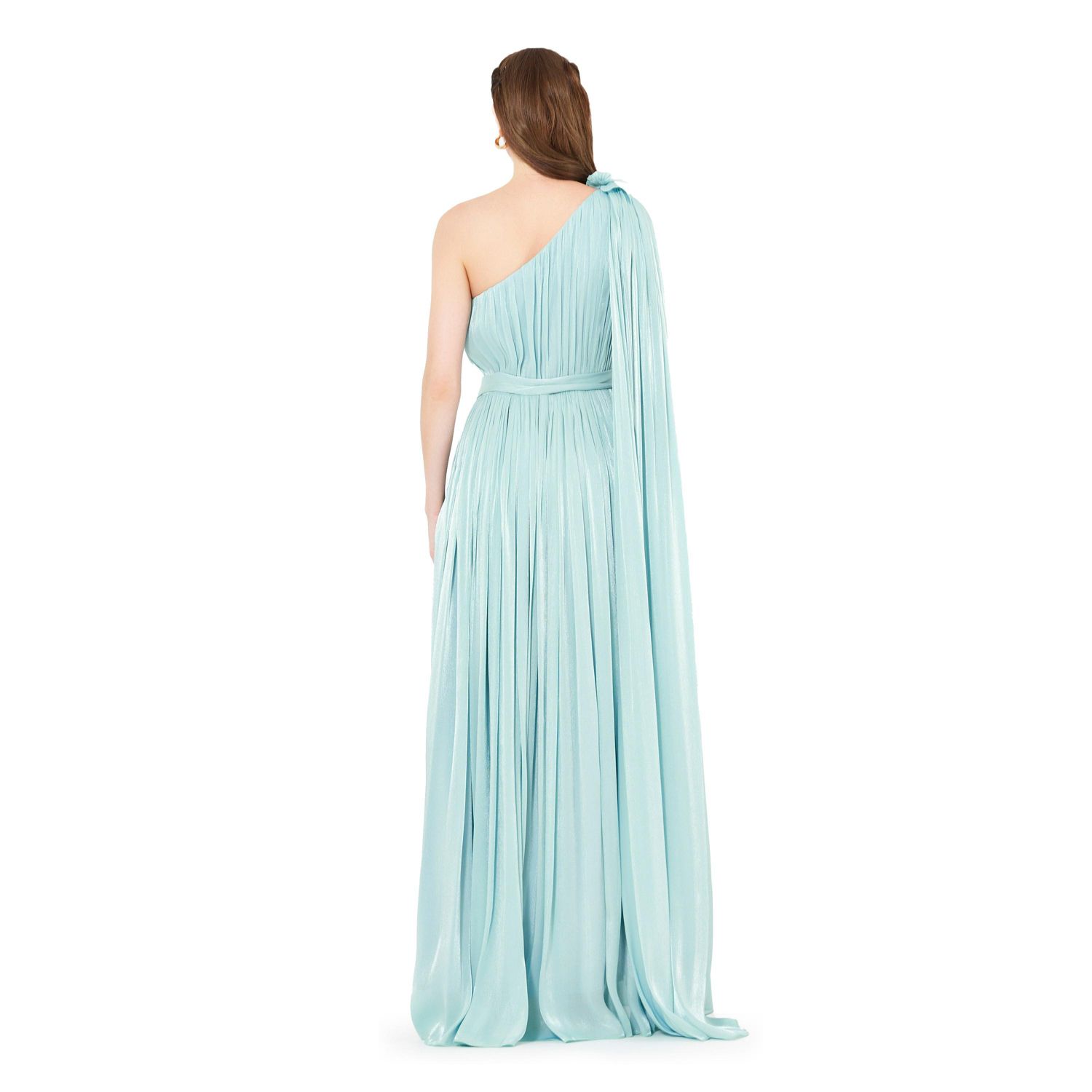 Women's One Shoulder Floral Detail Ruched Gown