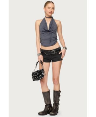 Womens Syra Zipper Low Rise Denim Shorts