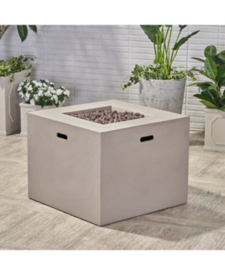 AIDAN 31 Inch Square Fire Pit 40000 BTU Lightweight Concrete for Outdoor Patio Backyard