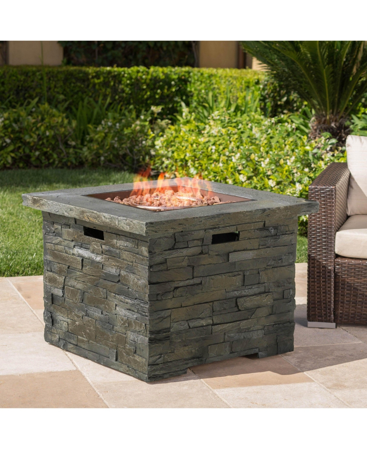 Flynama 35" Square Mgo Fire Pit - 40000 Btu.