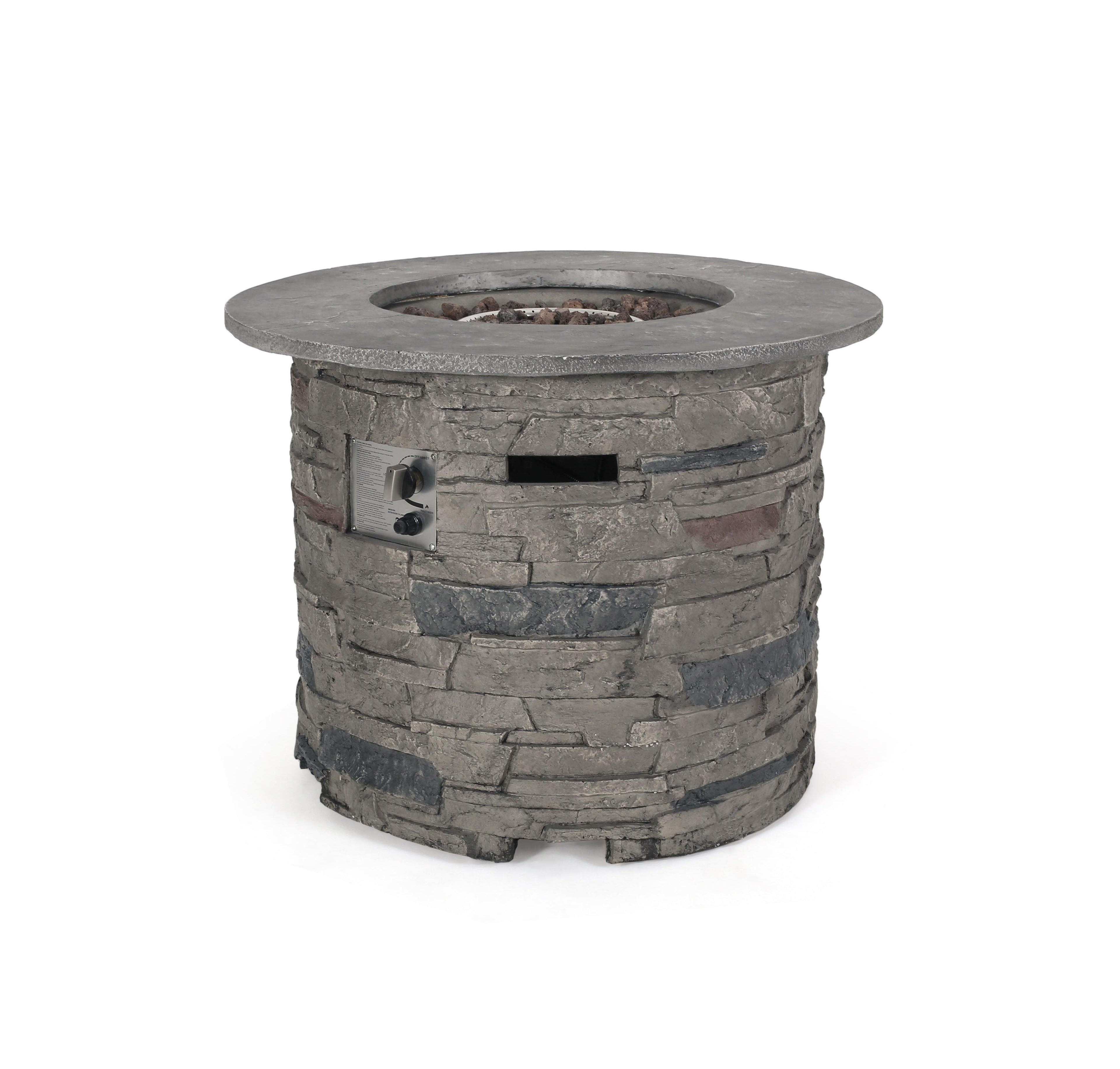 Outdoor 32" Round MgO Propane Fire Pit, Grey Top