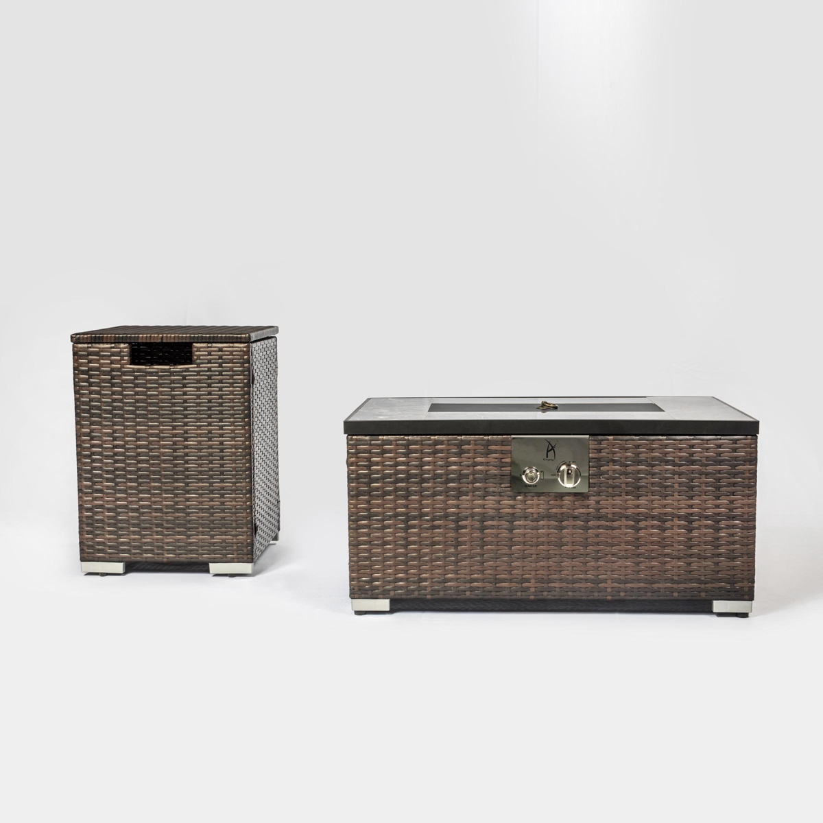 Flynama Outdoor Rectangle Fire Pit Table with Propane Tank Cover