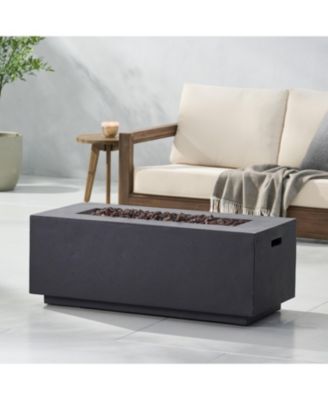 40" Outdoor 40,000 BTU Rectangular MgO Concrete Propane Fire Pit, Light Grey (Tank Cover not Included)