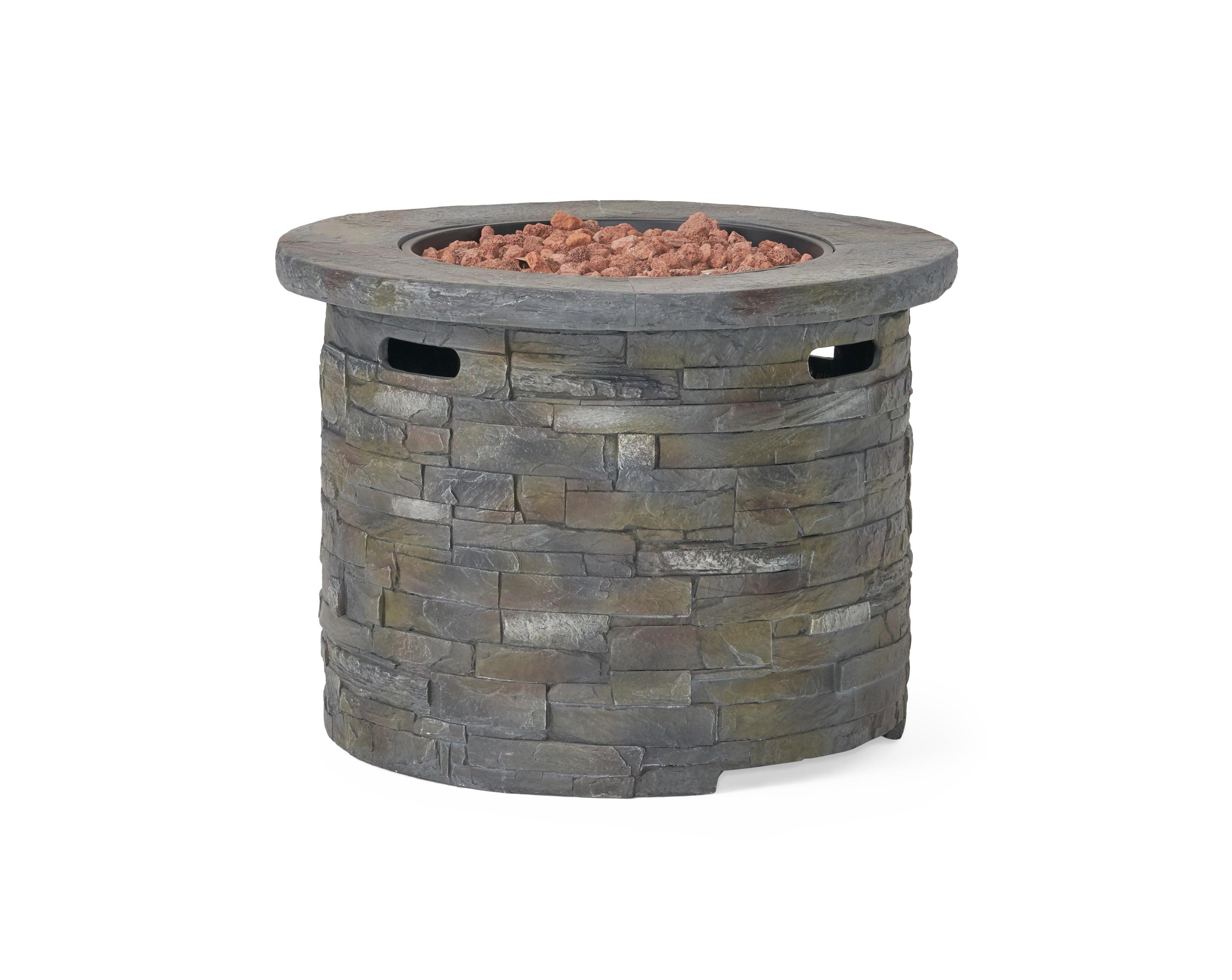 Flynama Outdoor 35" Lightweight Concrete Round Propane Fire Pit