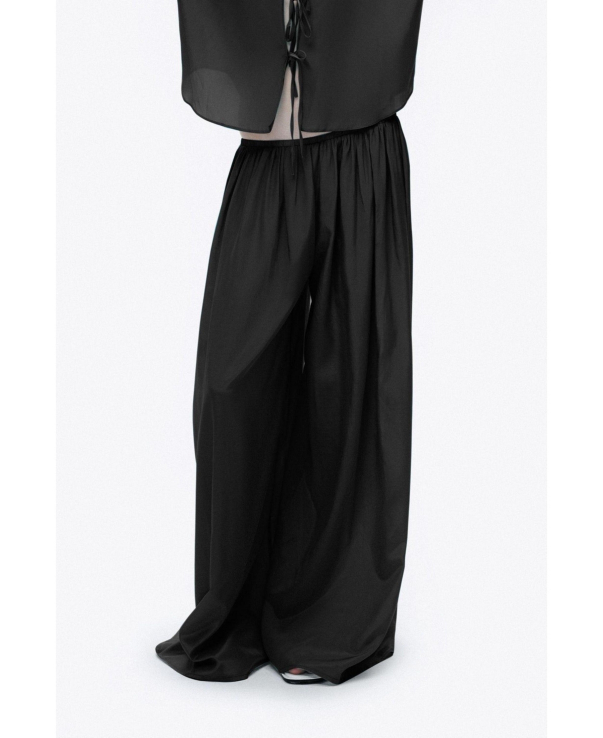 Women's Flowy Wide Leg Pants - Black