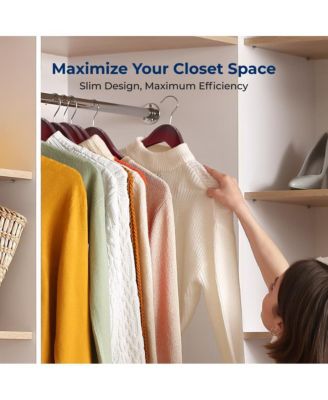 60 Pack Wooden Coat Hangers – Durable Suit Hangers with 360° Swivel Hook & Notches – Slim Design for Shirts, Jackets, Dresses, and More