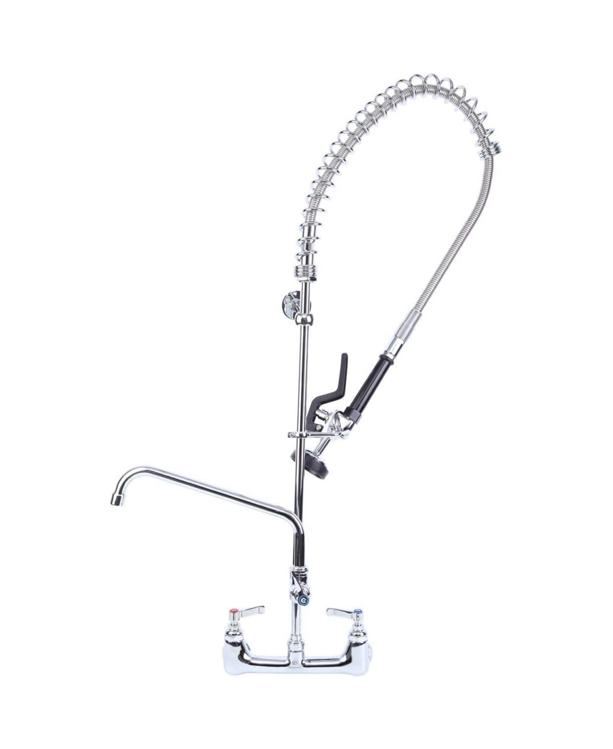 Commercial Restaurant Pull Down 2-Handle Wall Mount Pre-Rinse Spray Utility Kitchen Faucet in Polished Chrome - Polished chrome