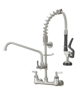 Commercial Restaurant Pull Down 2-Handle Wall Mount Pre-Rinse Spray Utility Kitchen Faucet in Polished Chrome